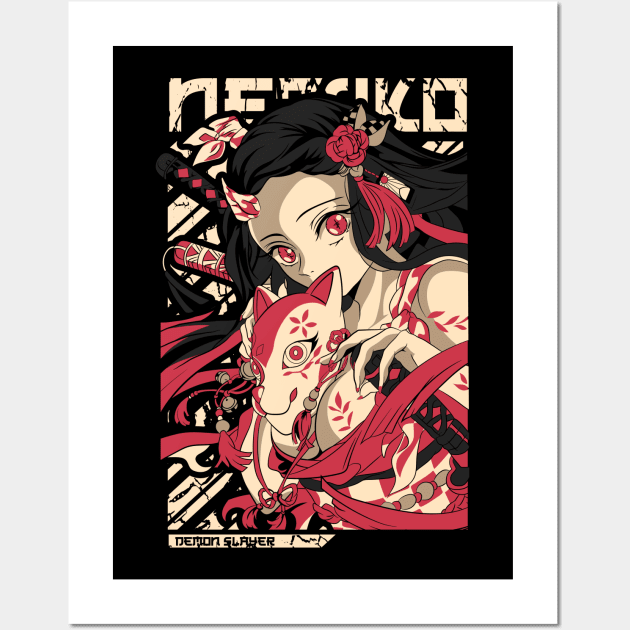 Nezuko Kamado - Demon Slayer Design Wall Art by Silvercrowv1